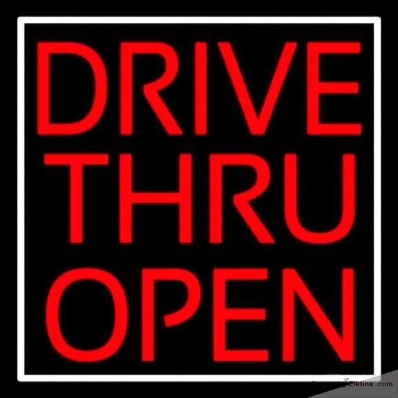 Neon Signs for Wall Decor Red Drive Thru Open Handmade Art Sign Neon Led Tubing 15x17inch