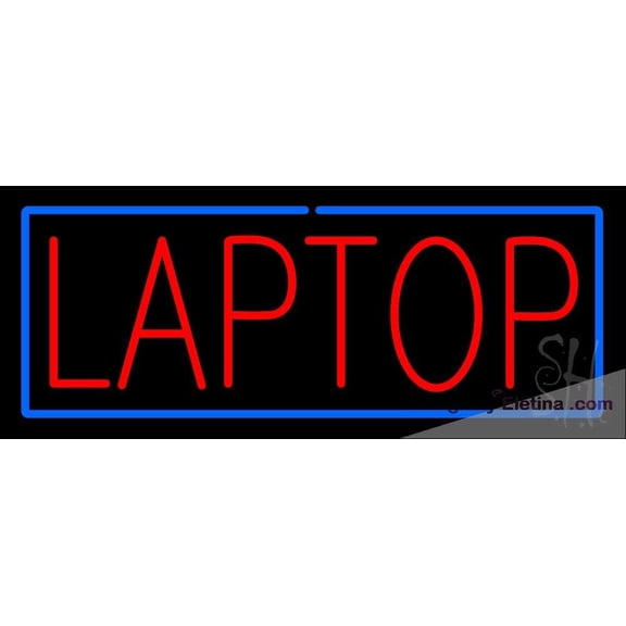 Neon Signs for Wall Decor Red Laptop Repair With Blue Border Sign Neon Led Tubing 15x17inch