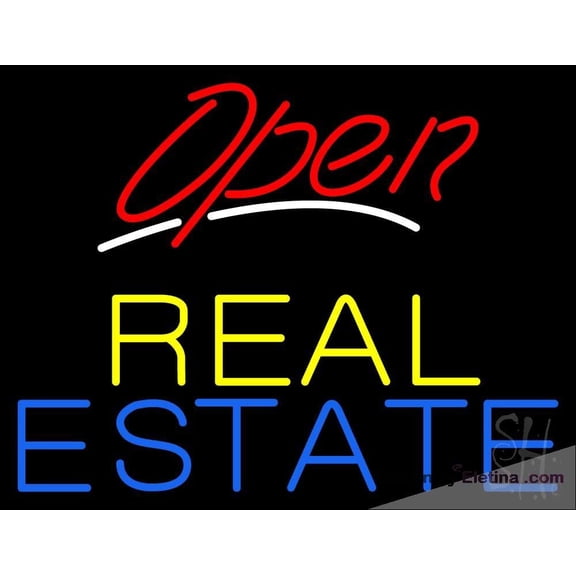 Neon Signs for Wall Decor Red Open Real Estate Sign Neon Led Tubing16x20inch