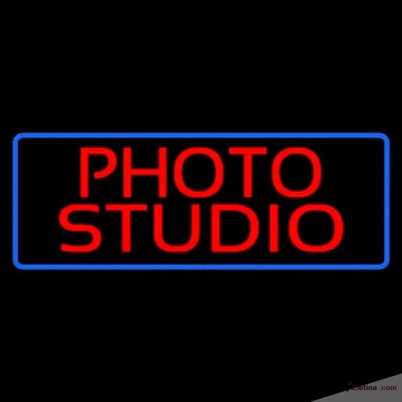 Neon Signs for Wall Decor Red Photo Studio Blue Border Handmade Art Sign Neon Led Tubing16x20inch