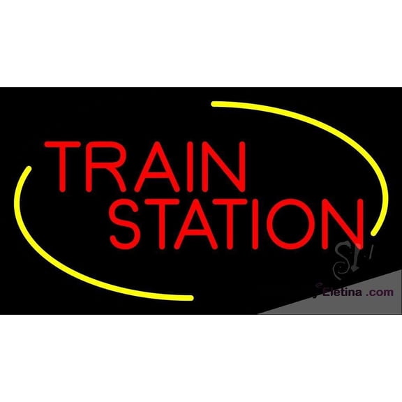 Neon Signs for Wall Decor Red Train Station Sign Neon Led Tubing 15x17inch