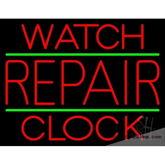Neon Signs for Wall Decor Red Watch Repair Clock Sign Neon Led Tubing16x20inch