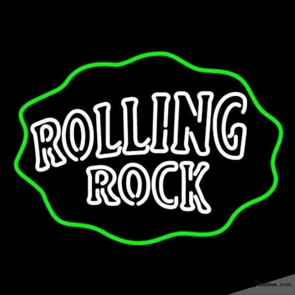 Neon Signs for Wall Decor Rolling Rock Double Line Logo With Wavy Circle Beer Sign Handmade Art Sign Neon Led Tubing16x20inch