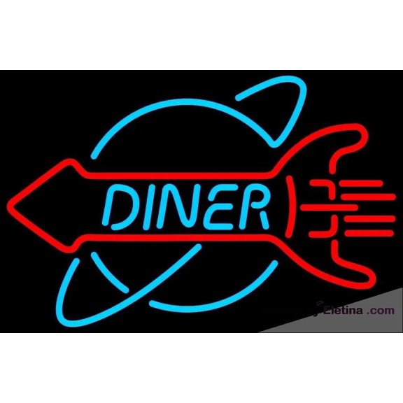 Neon Signs for Wall Decor S Rocket Diner Handmade Art Sign Neon Led Tubing16x20inch