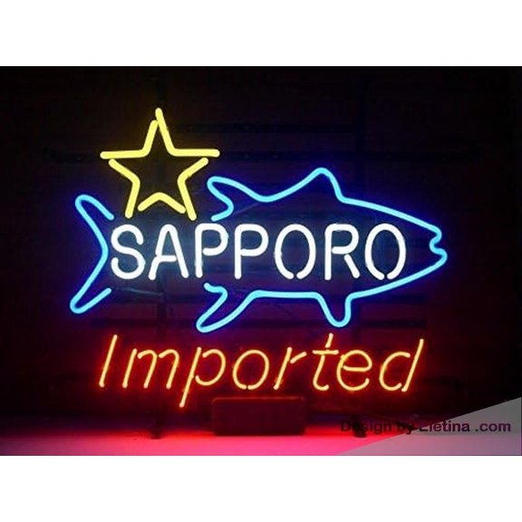 Neon Signs for Wall Decor Sapporo Imported Real Led Beer Bar Pub Store Party Room Window Display Neon Tubing16x20inch
