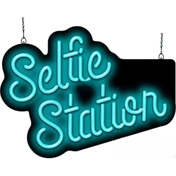 Neon Signs for Wall Decor Selfie Station Sign Neon Led Tubing16x20inch