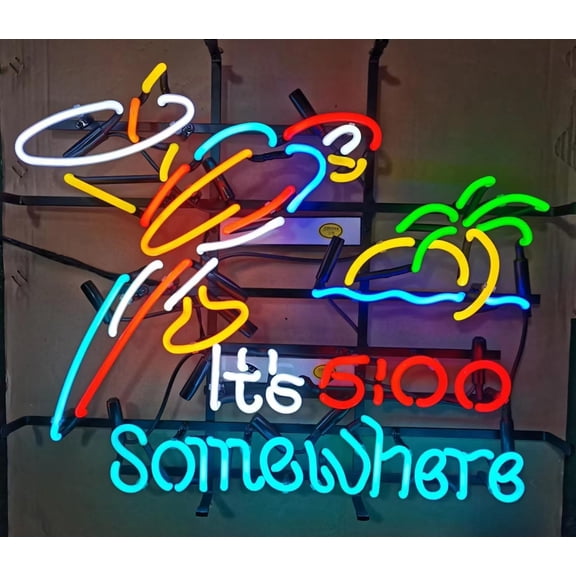Neon Signs for Wall Decor Sign,its 5 O'clock Somewhere Sign, Bar, Lights, Lights, Men Neon Led Tubing 15x17inch
