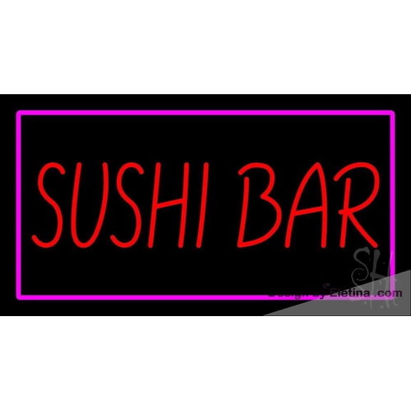 Neon Signs for Wall Decor Sushi Bar Rectangle Pink Sign Neon Led Tubing16x20inch