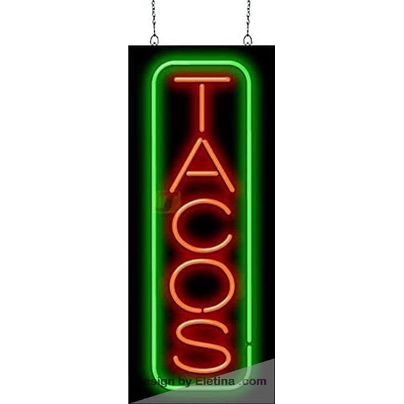Neon Signs for Wall Decor Tacos Vertical Sign Neon Led Tubing16x20inch