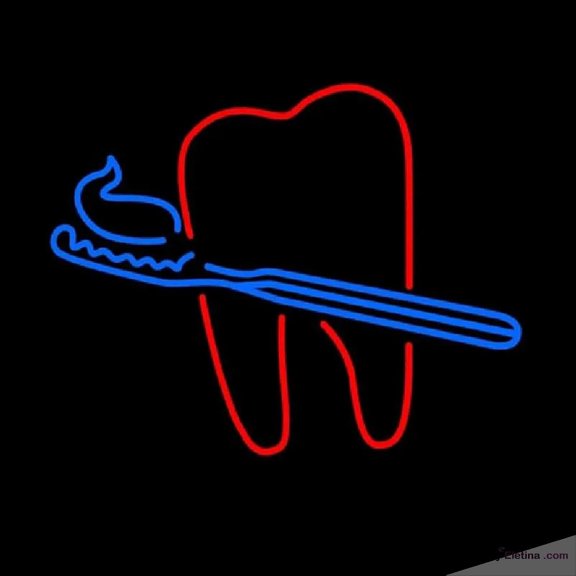 Neon Signs for Wall Decor Teeth With Tooth Brush Dental Handmade Art Sign Neon Led Tubing 15x17inch