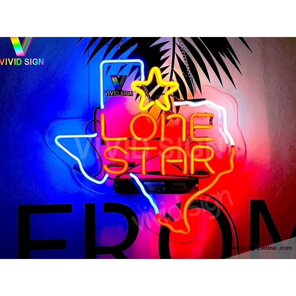 Neon Signs for Wall Decor Texas Lone Stars Sign Acrylic Beer Pub Bar Handmade Light Atlsrya Neon Led Tubing16x20inch
