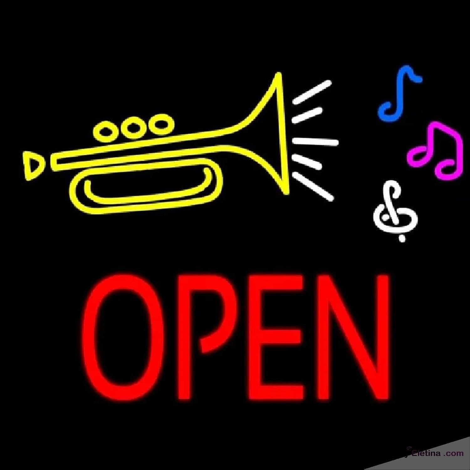 Neon Signs for Wall Decor Trumpet Logo Open Block Handmade Art Sign ...