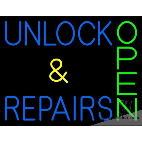 Neon Signs for Wall Decor Unlock And Repairs Green Open Sign Neon Led Tubing 15x17inch