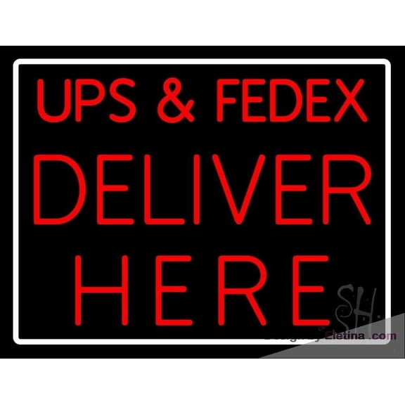 Neon Signs for Wall Decor Ups And Fedex Deliver Here Sign Neon Led Tubing16x20inch