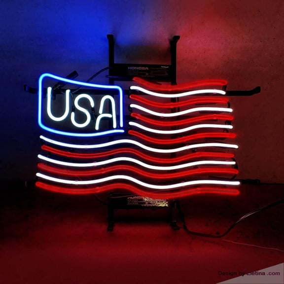 Neon Signs for Wall Decor Us American Usa Flag Sign Light Man Cave Bar Pub Beer Gift Lamp Aufv Neon Led Tubing16x20inch