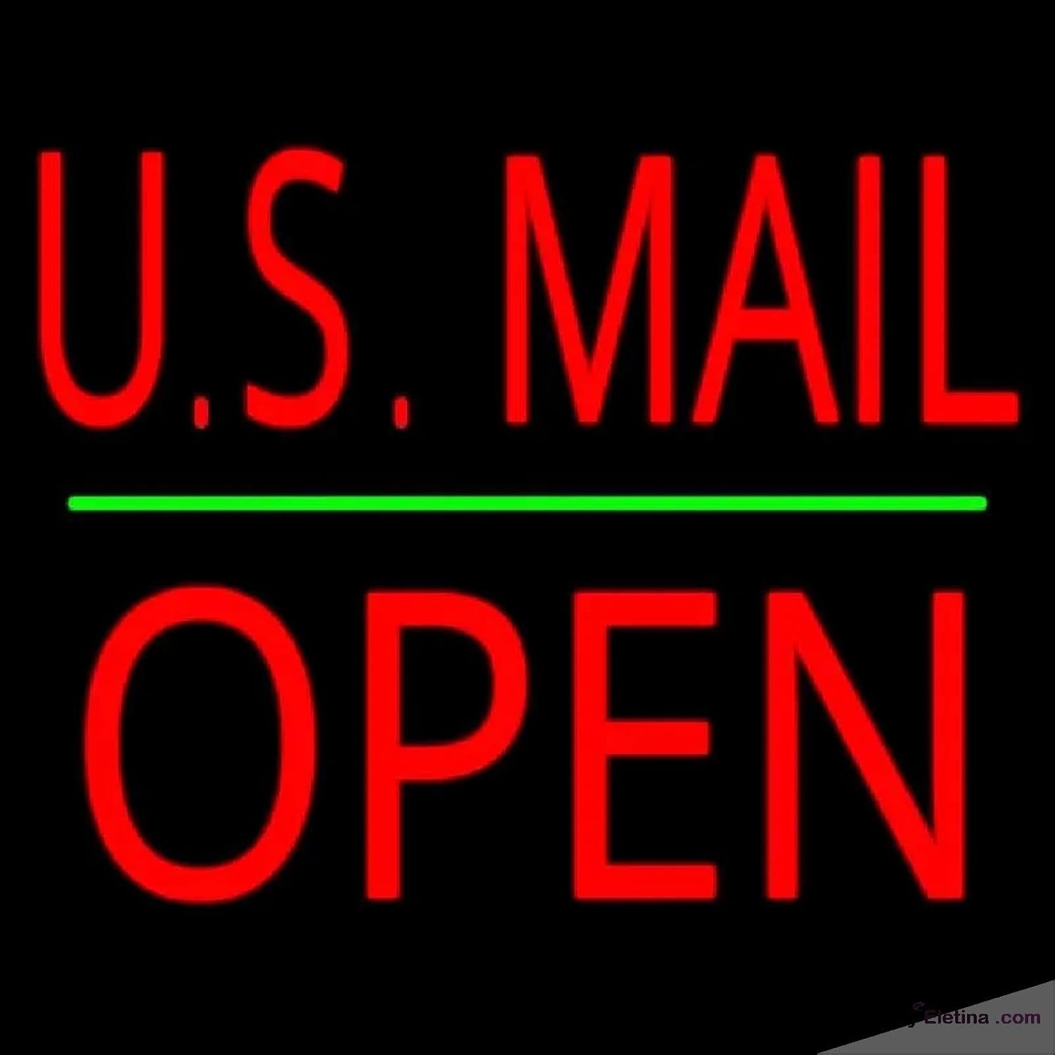 Neon Signs for Wall Decor Us Mail Block Open Green Line Handmade Art ...