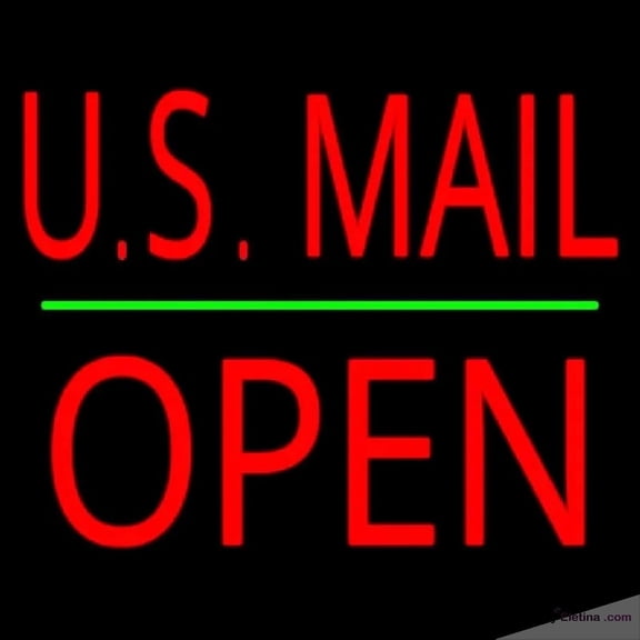 Neon Signs for Wall Decor Us Mail Block Open Green Line Handmade Art Sign Neon Led Tubing16x20inch
