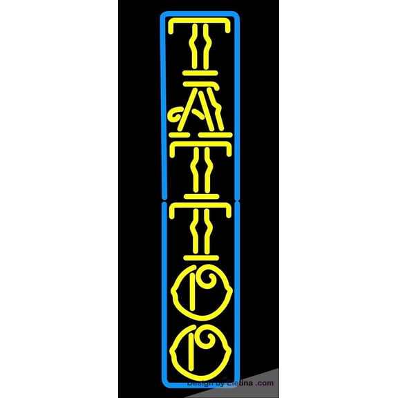 Neon Signs for Wall Decor " Vivid Tattoo Open Vertical Rectangle Sign Light Lamp Cute Bright Nst Neon Led Tubing16x20inch