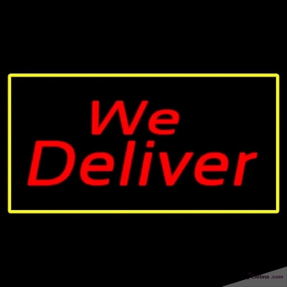 Neon Signs for Wall Decor We Deliver Rectangle Yellow Handmade Art Sign Neon Led Tubing16x20inch