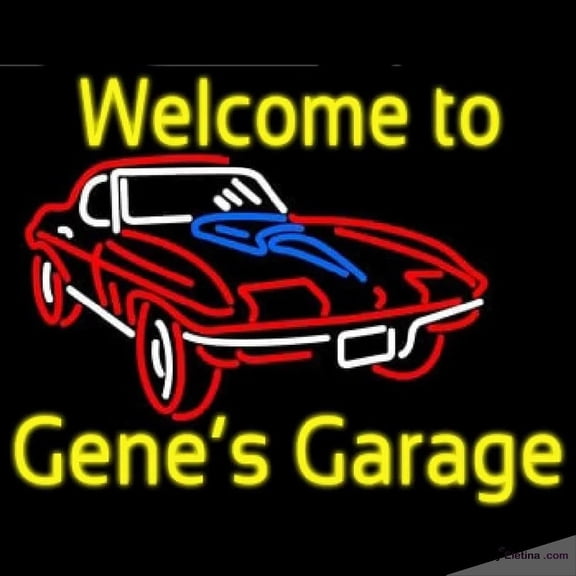 Neon Signs for Wall Decor Welcome To Genes Garage Car Logo Handmade Art Sign Neon Led Tubing16x20inch