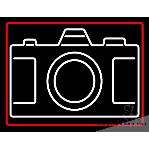 Neon Signs for Wall Decor White Camera Sign Neon Led Tubing16x20inch