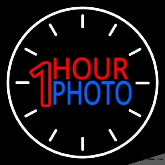 Neon Signs for Wall Decor White Circle With Hour Photo Handmade Art Sign Neon Led Tubing 15x17inch