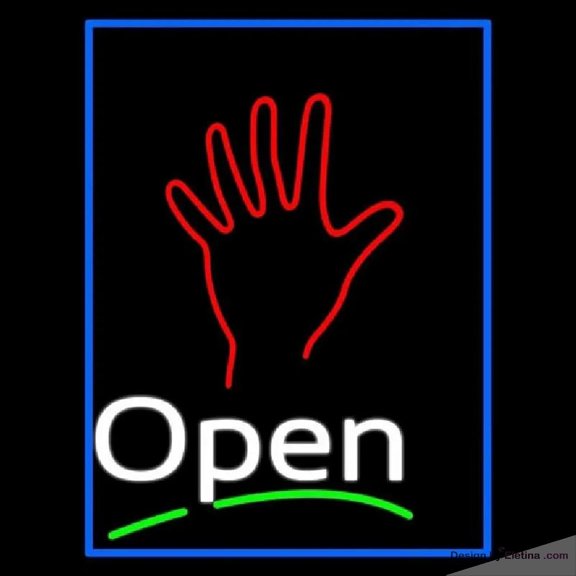 Neon Signs for Wall Decor White Open Psychic Blue Border Handmade Art Sign Neon Led Tubing16x20inch