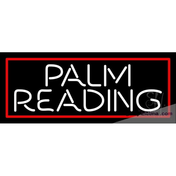 Neon Signs for Wall Decor White Palm Reading Red Border Sign Neon Led Tubing16x20inch