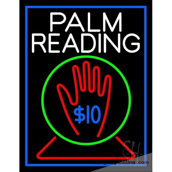 Neon Signs for Wall Decor White Palm Readings With Logo Sign Neon Led Tubing 15x17inch