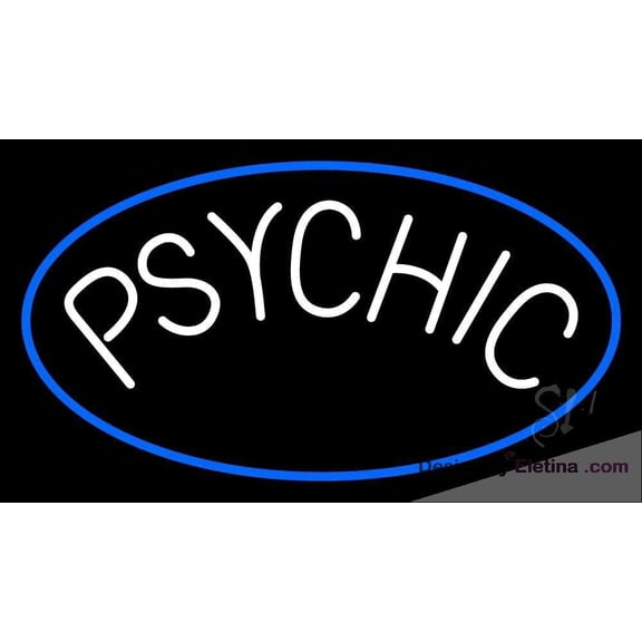 Neon Signs for Wall Decor White Psychic Blue Border Sign Neon Led Tubing16x20inch