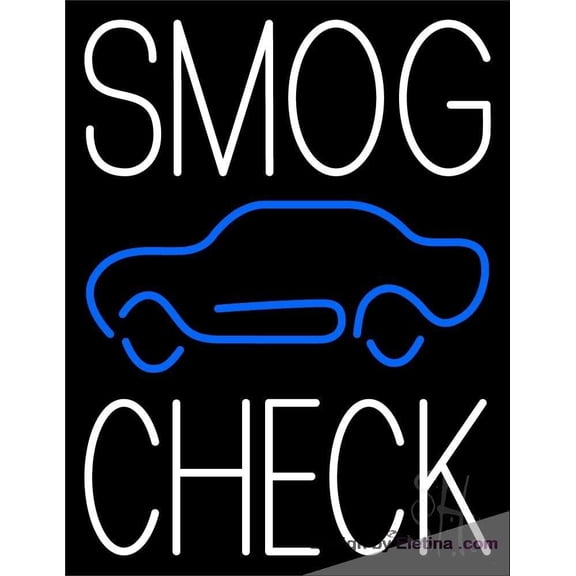 Neon Signs for Wall Decor White Smog Check Car Logo Sign Neon Led Tubing 15x17inch