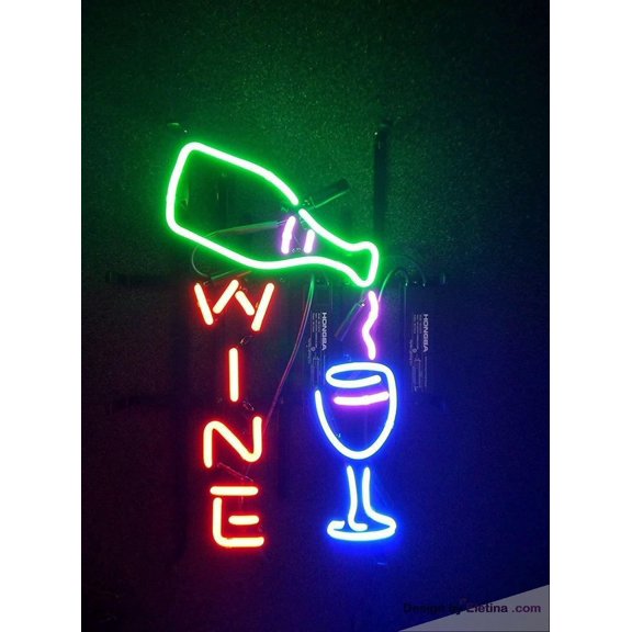 Neon Signs for Wall Decor Wine Bottle Cup Sign Light Man Cave Bar Pub Beer Gift Lamp Awbc Neon Led Tubing16x20inch