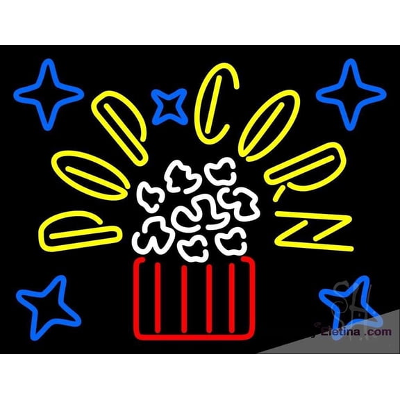 Neon Signs for Wall Decor Yellow Popcorn Logo Sign Neon Led Tubing16x20inch