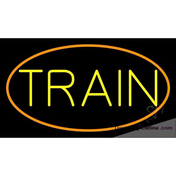 Neon Signs for Wall Decor Yellow Train With Border Sign Neon Led Tubing 15x17inch
