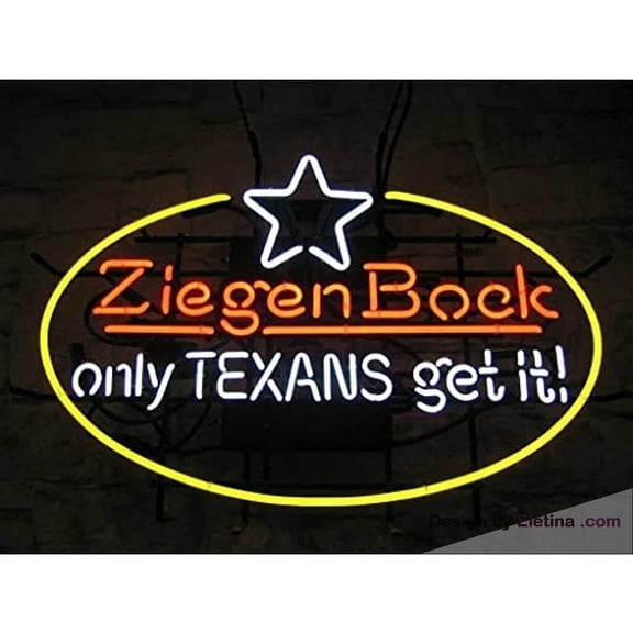 Neon Signs for Wall Decor Ziegenbock Only Texans Get It Sign Light Man Cave Bar Pub Beer Gift Lamp Neon Led Tubing 15x17inch