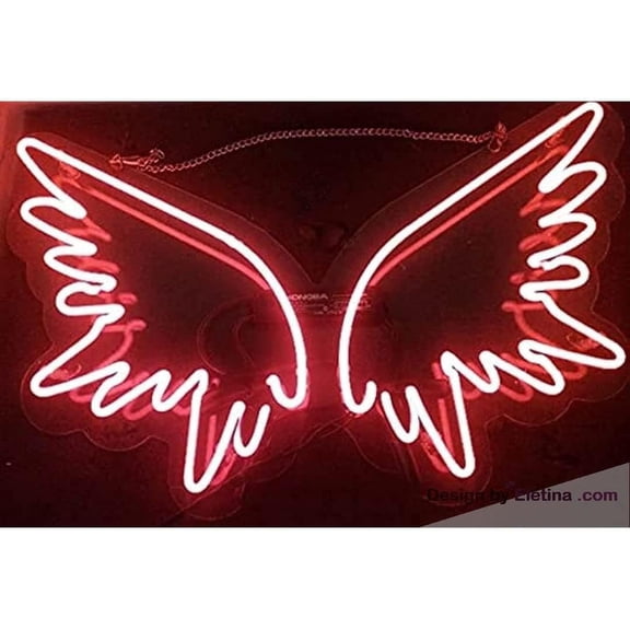 Neon Signs for Wall Decor in Angel Wings Sign Acrylic Pub Bar Artwork Handcrafted Window Light Neon Led Tubing 15x17inch