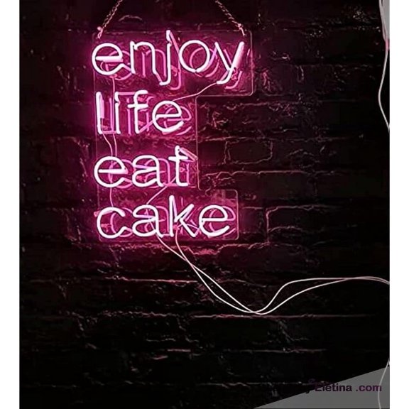Neon Signs for Wall Decor in Enjoy Life Eat Cake Sign Acrylic Beer Cave Gift Artwork Light Neon Led Tubing 15x17inch