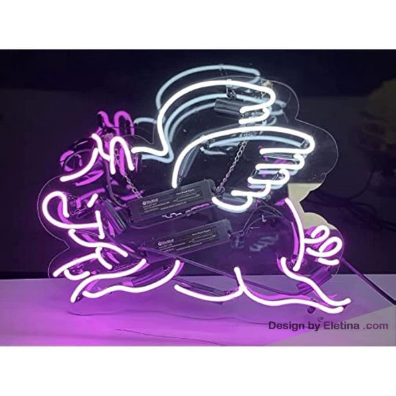 Neon Signs for Wall Decor in Flying Pig Sign Acrylic Beer Pub Bar Handmade Light Neon Led Tubing16x20inch