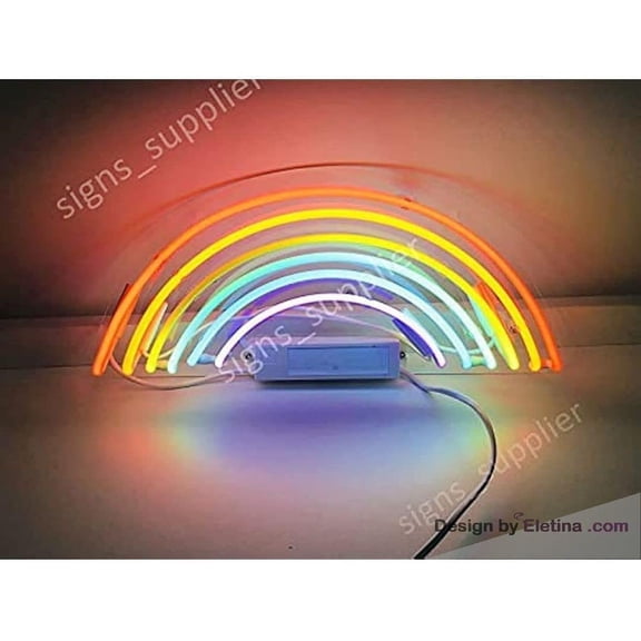 Neon Signs for Wall Decor in Rainbow Sign Acrylic Handcrafted Artwork Pub Bar Window Light Neon Led Tubing16x20inch