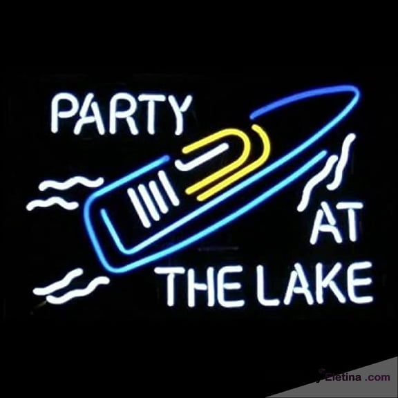 Neon Signs for Wall Decor inin Boat Party At The Lake Sign Light Man Cave Bar Pub Beer Gift Lamp Neon Led Tubing16x20inch