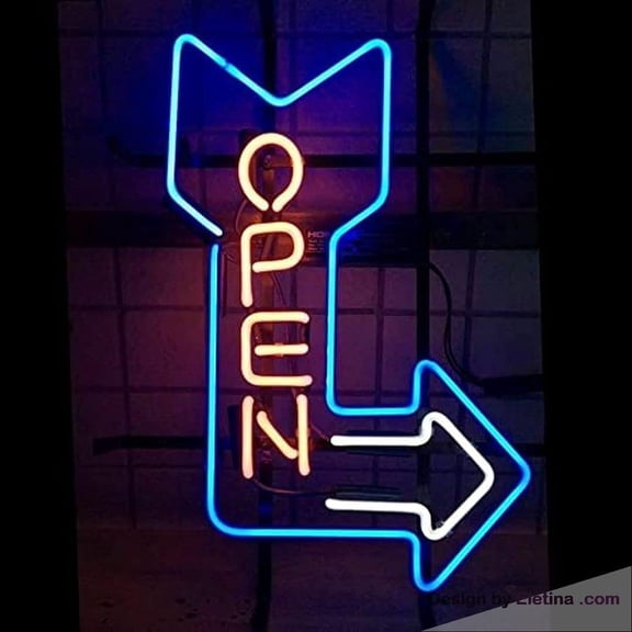 Neon Signs for Wall Decor inin Business Open Arrow Right Sign Light Man Cave Bar Pub Beer Gift Lamp Neon Led Tubing16x20inch