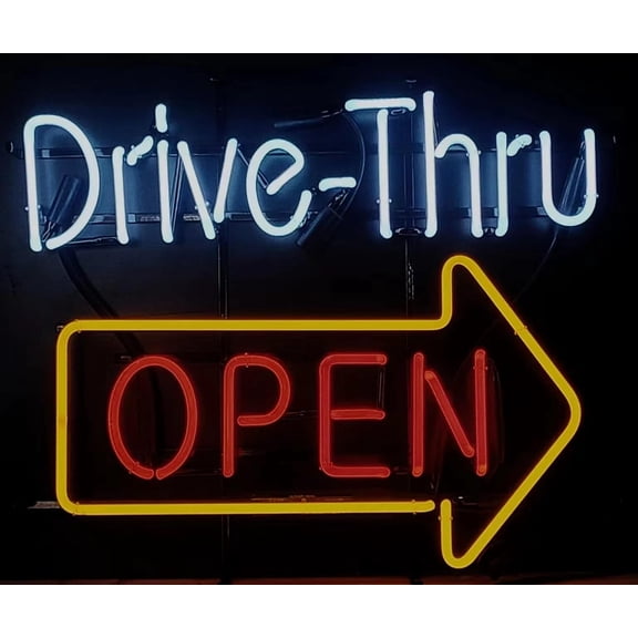 Neon Signs for Wall Decor inin Drive Thru Open Sign Light Man Cave Bar Pub Beer Gift Lamp Neon Led Tubing 15x17inch