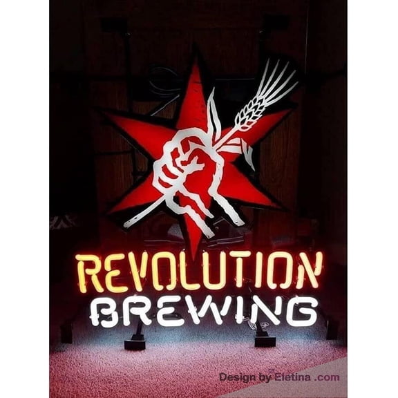 Neon Signs for Wall Decor inin Revolution Brewing Sign Light Man Cave Bar Pub Beer Gift Lamp Neon Led Tubing 15x17inch