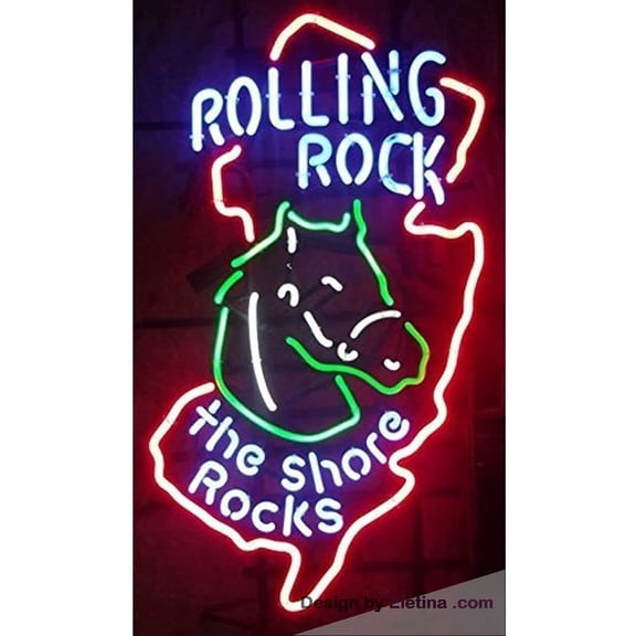 Neon Signs for Wall Decor inin Rolling Rock The Shore Rocks Custom Light Sign Beer Bar Sign Ecellent Handicraft Neon Led Tubing16x20inch