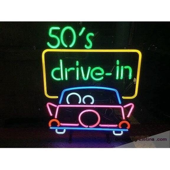 Neon Signs for Wall Decor inin 's Drive In Garage Car Truck Sign Light Man Cave Bar Pub Beer Gift Lamp Neon Led Tubing 15x17inch