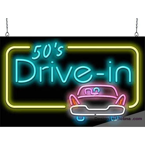 Neon Signs for Wall Decor 's Drive In Sign Neon Led Tubing16x20inch