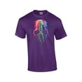 thumbnail image 1 of Neon Skull Short Sleeve T-shirt Melting Dripping Paint Skull Face-Purple-Small, 1 of 4
