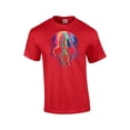 thumbnail image 1 of Neon Skull Short Sleeve T-shirt Melting Dripping Paint Skull Face-Red-Small, 1 of 4