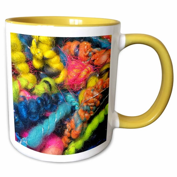 3drose, Neon Sparkle Super Bulky Yarn, 11oz Two-tone Yellow Mug