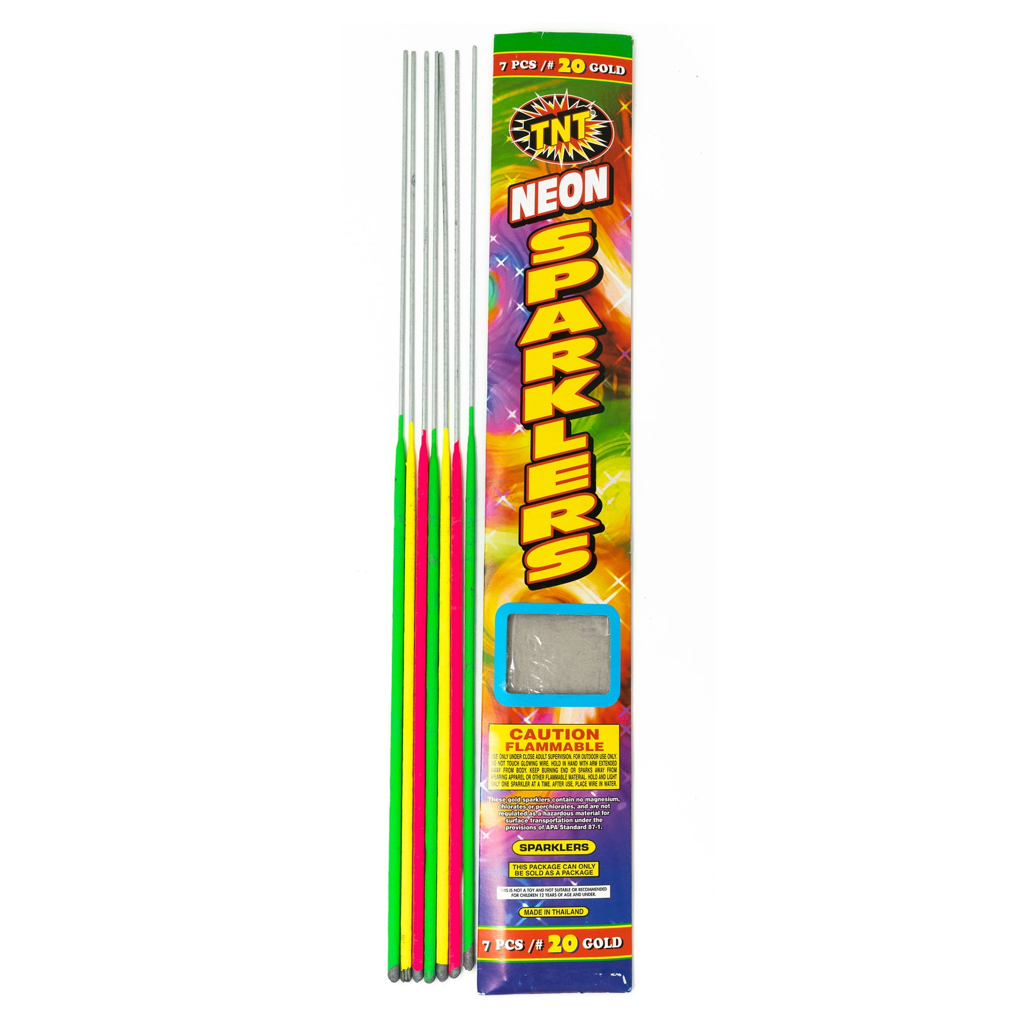 Neon Sparklers, TNT Fireworks, 5 Gold 20 Sparklers